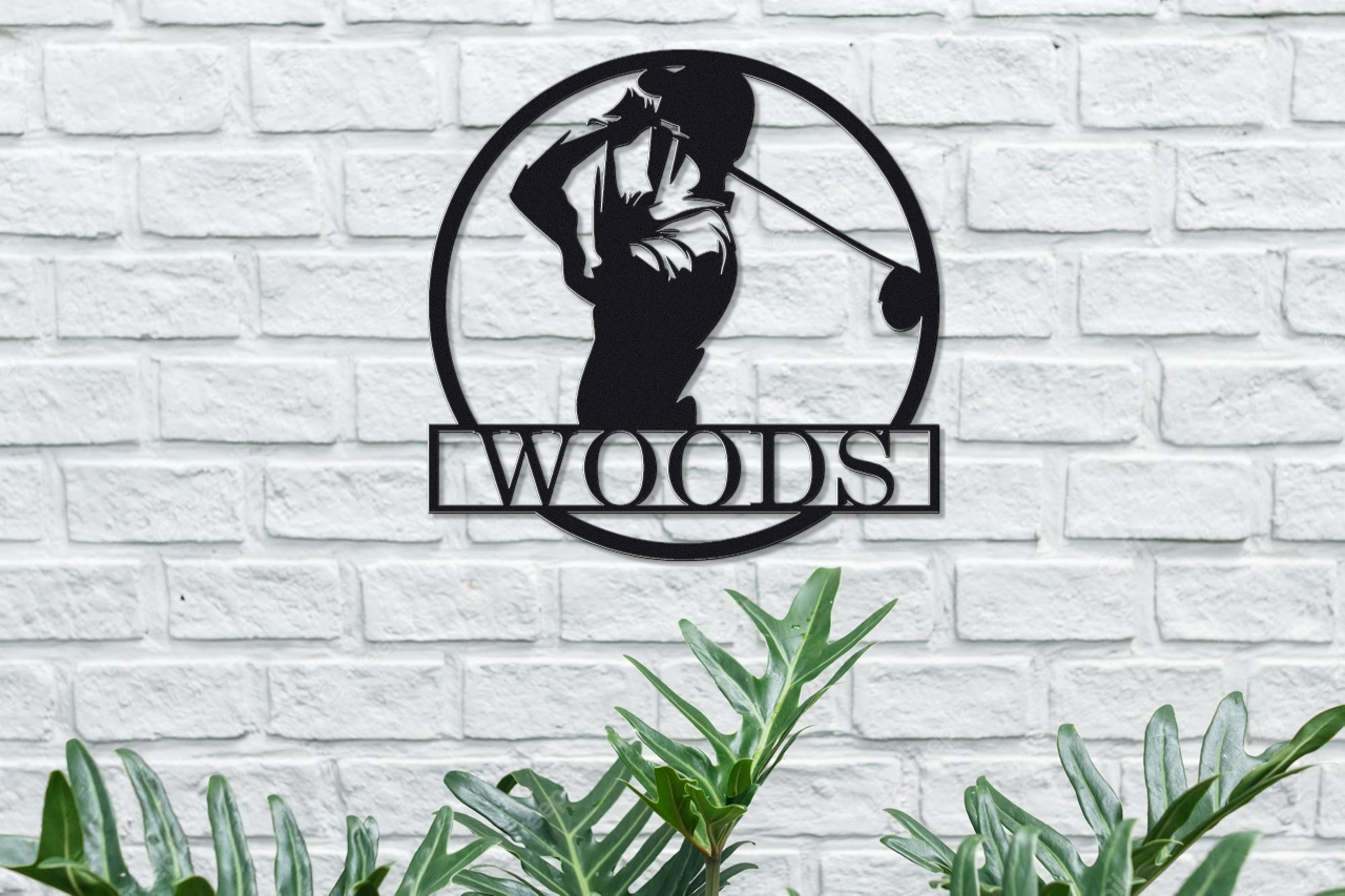 Personalized Metal Sign with Golfer Design